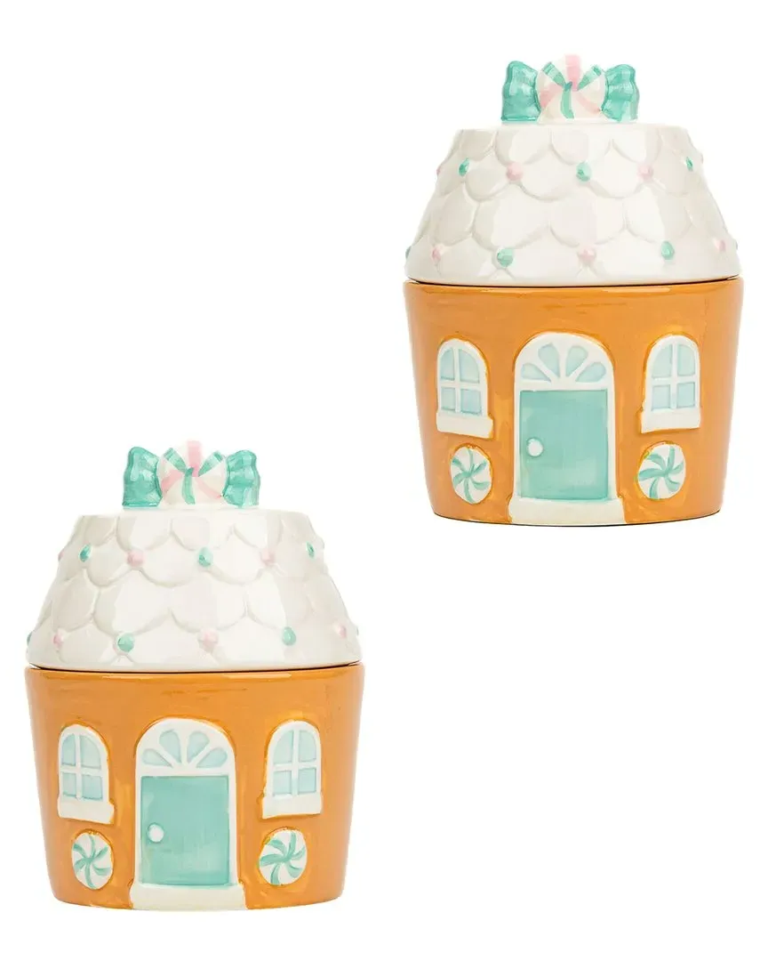 10 Strawberry Street Set of 2 Gingerbread House Cookie Jar - Brown image