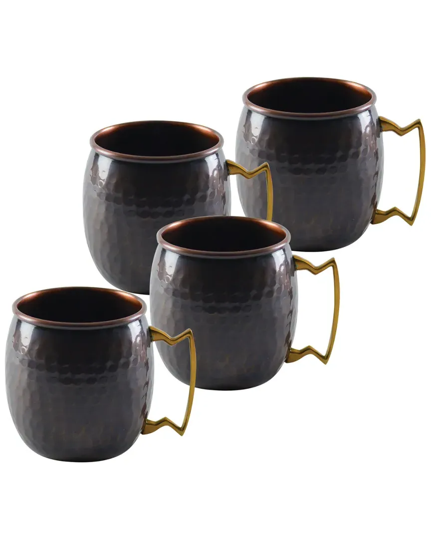 Antique Set of Four 2oz Mini Mugs - Copper image