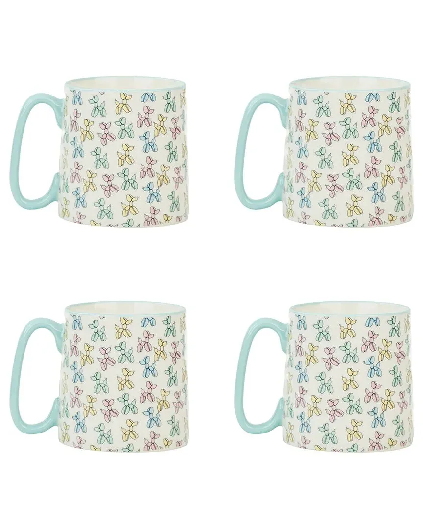 Bella Balloon Dog Mug Set of 4 - Blue, Ceramic image