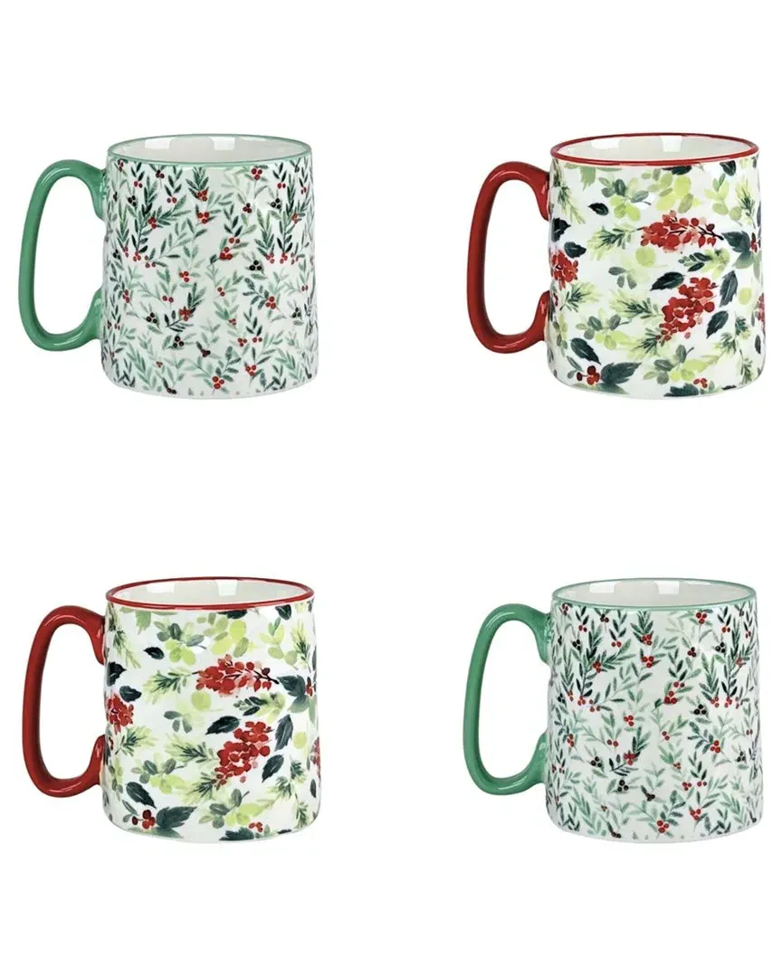 Bella Set of 4 Mugs - Holly, Ceramic
