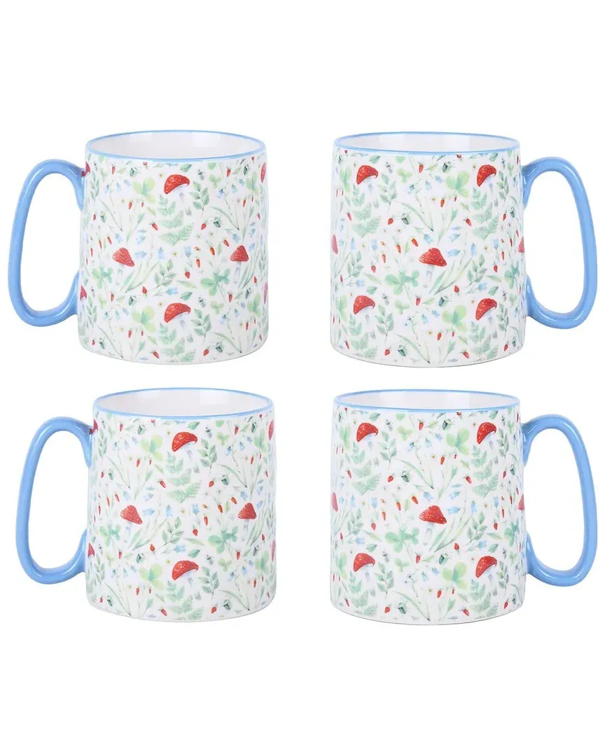 Bella Spring Toadstool Mug Set of 4 - Blue, Ceramic