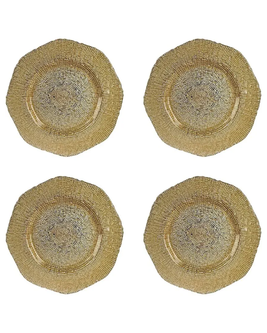 Citrine Set of 4 Glass Chargers - Gold, Silver image