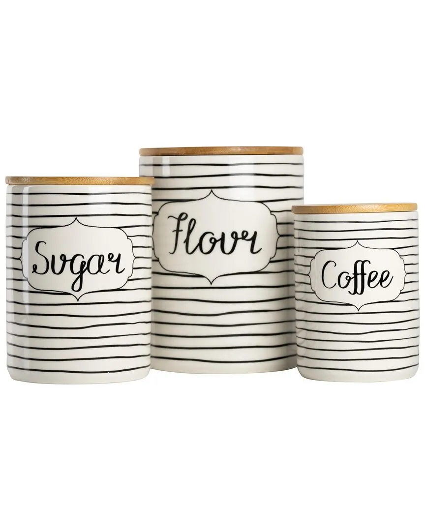 Coffee Sugar Flour Canister Set - Black/White, Ceramic image