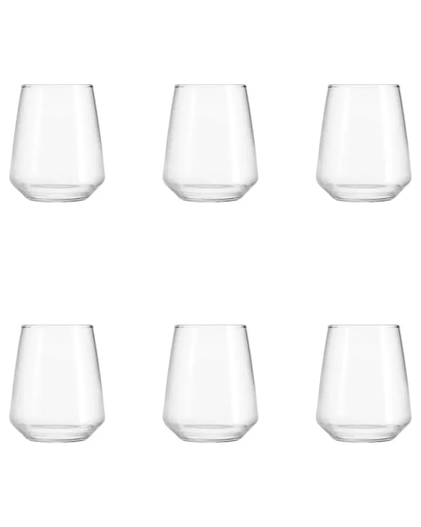 Contea Set of 6 Stemless Wine Glasses - Clear image