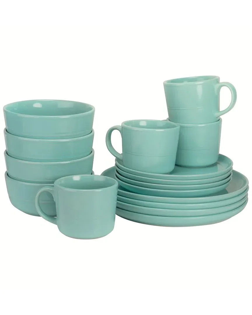 Double Line 16pc Dinnerware Set - Seafoam, Stoneware