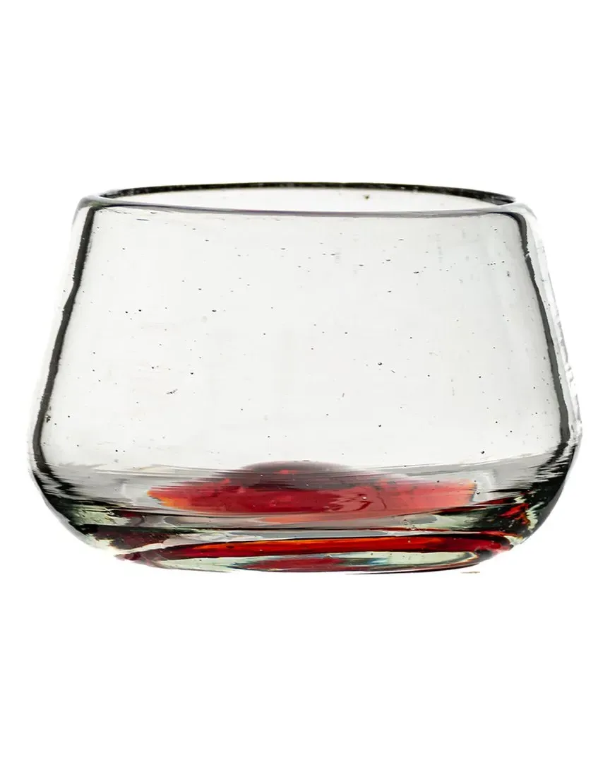 La Ruta Set of 4 Tequila Taster Copitas - Red, Glass