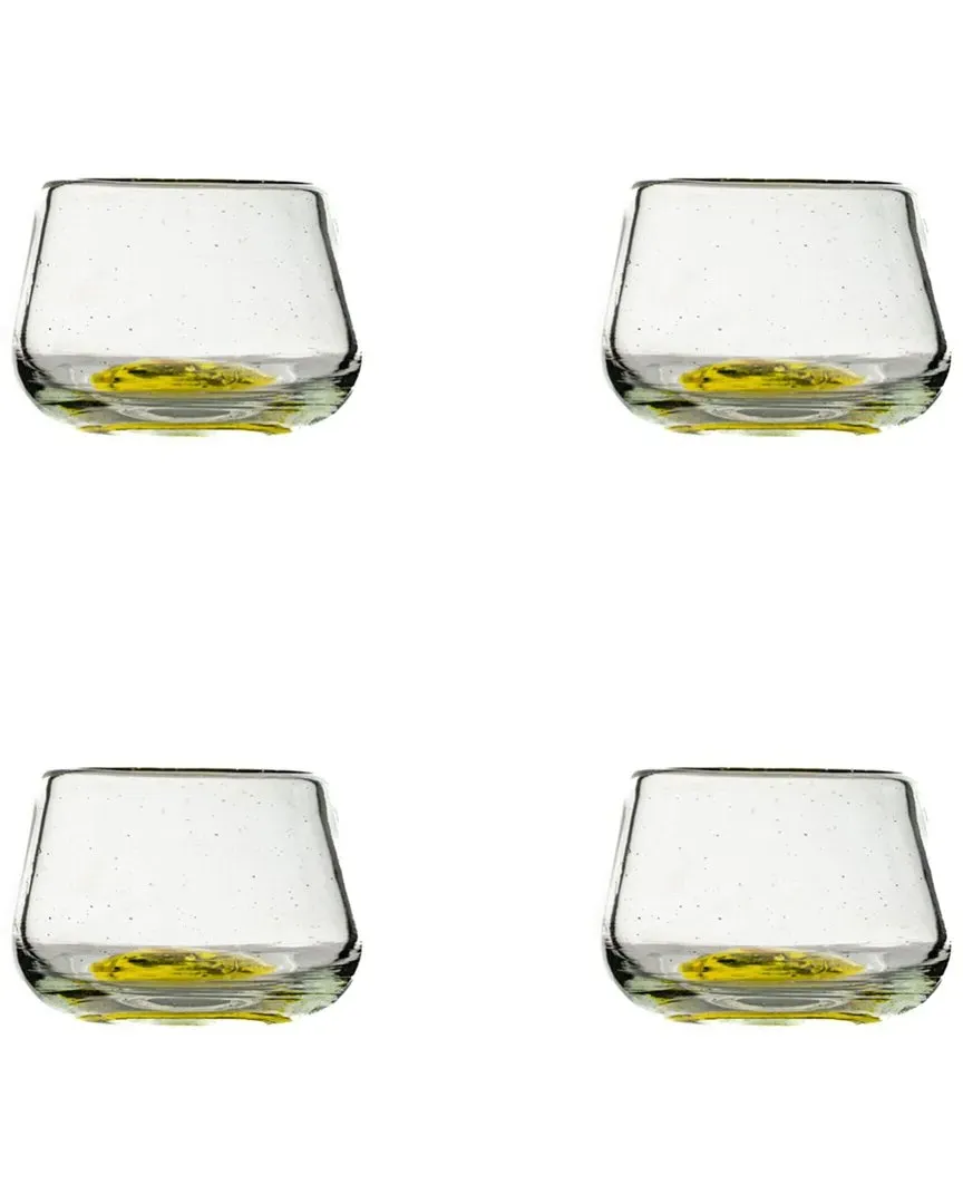 La Ruta Set of 4 Tequila Taster Copitas - Yellow, Glass