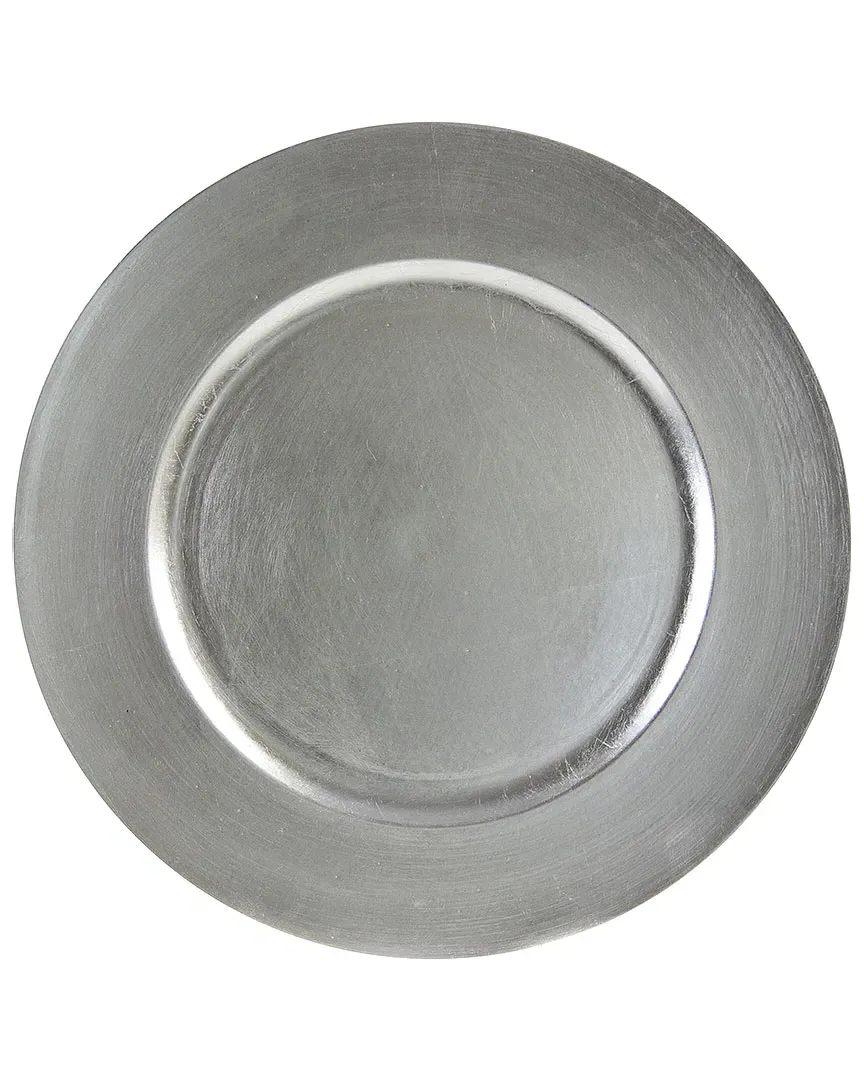 Laquer Round Set of 6 Charger Plates - Silver
