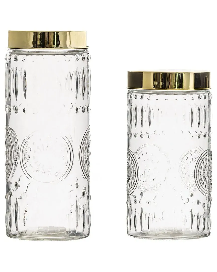 Logan Set of 2 Glass Canisters - Clear