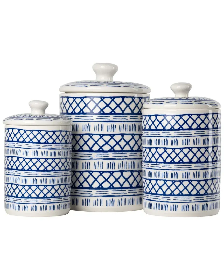 Marina 3-Piece Canister Set - Blue, Ceramic