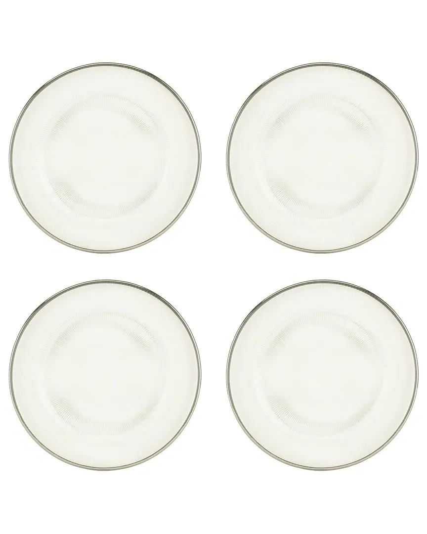 Markle Set of 4 Ribbed Glass Chargers - Silver, Glass