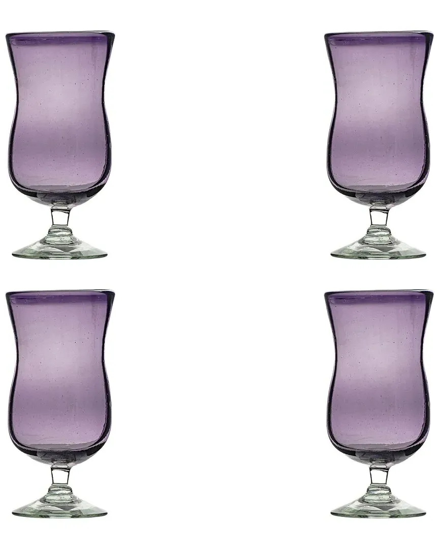 Morado Mexican Hurricane Glasses Set of 4 - Purple