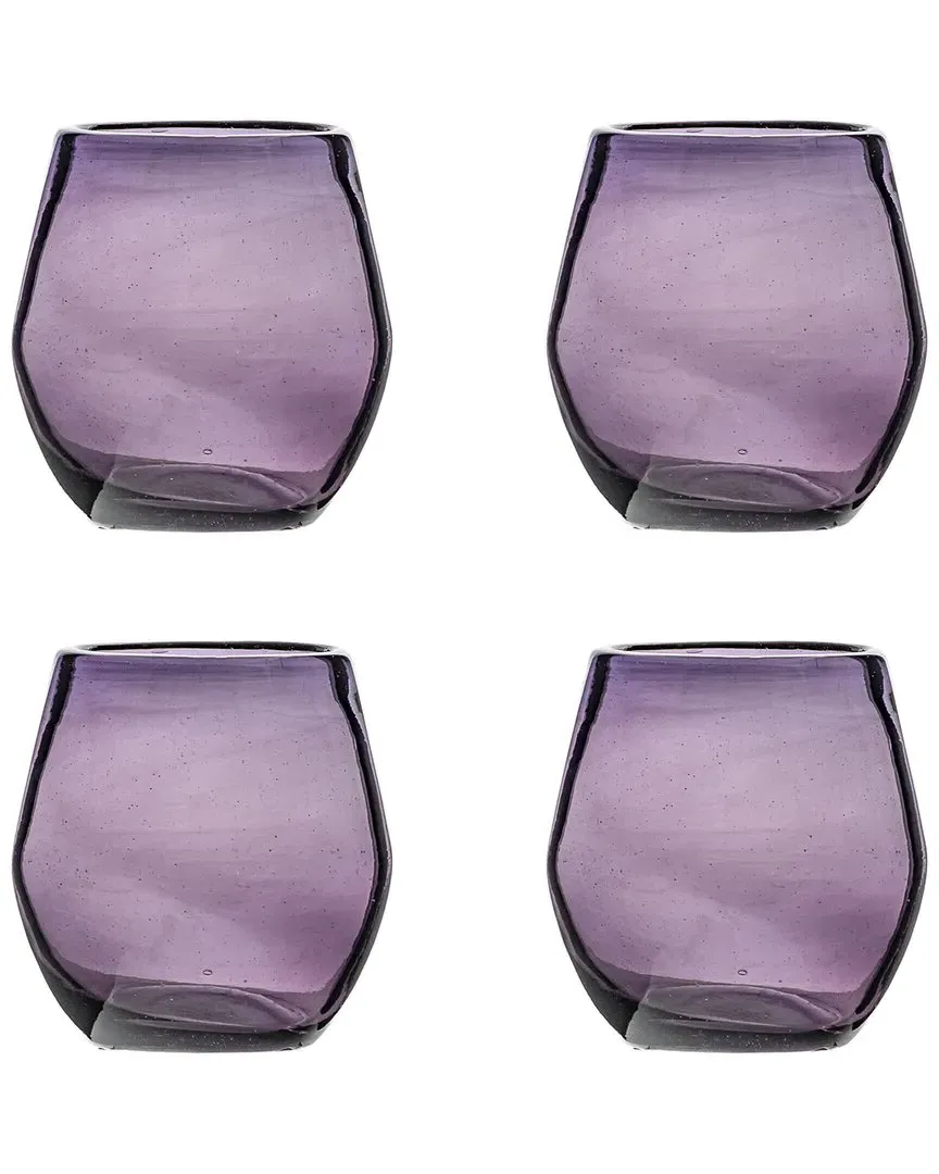 Morado Mexican Stemless Wine Glasses Set of 4 - Purple