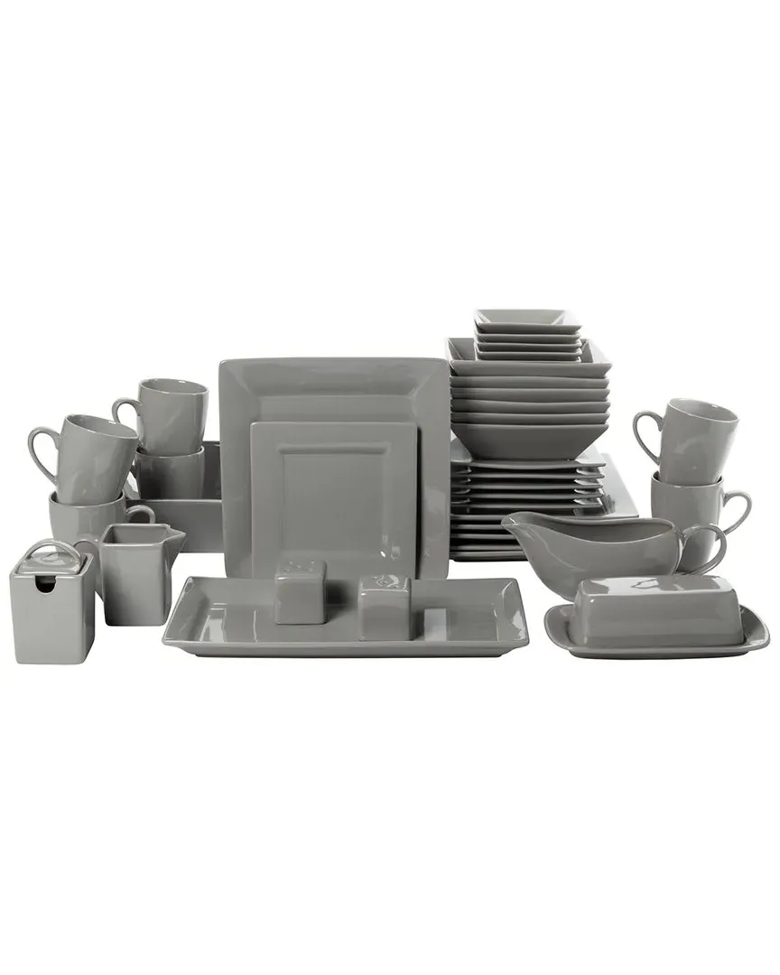 Nova Square 40pc Dinnerware Set - Gray, Stoneware