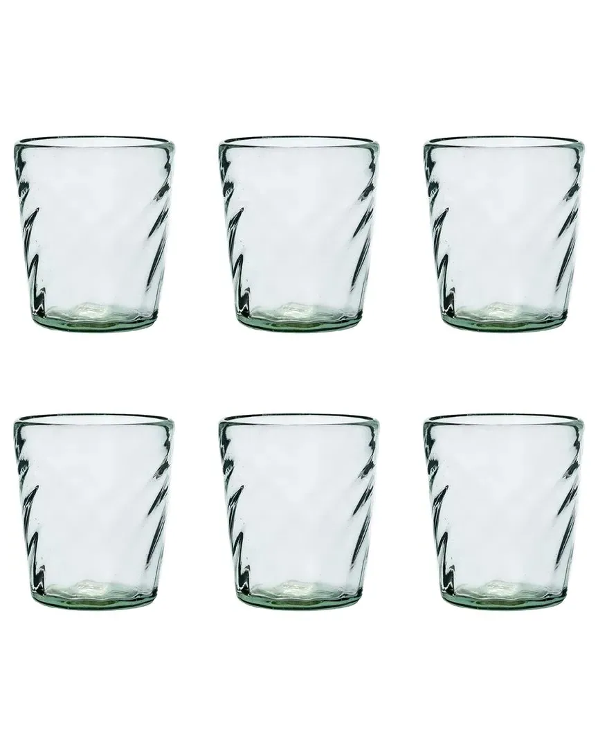 Optic Swirl Set of 6 Double Old Fashioned Glasses - Clear image