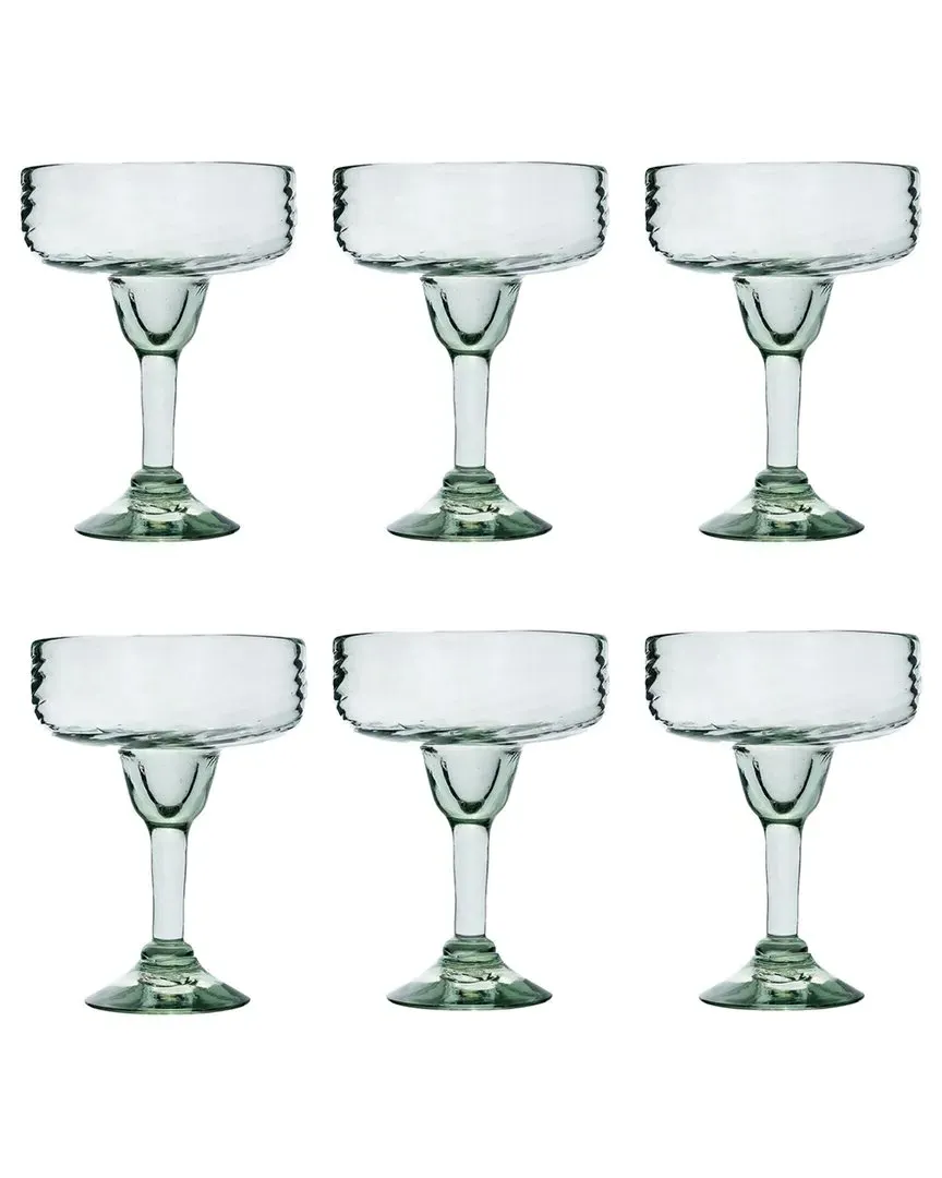 Optic Swirl Set of 6 Margarita Glasses - Clear