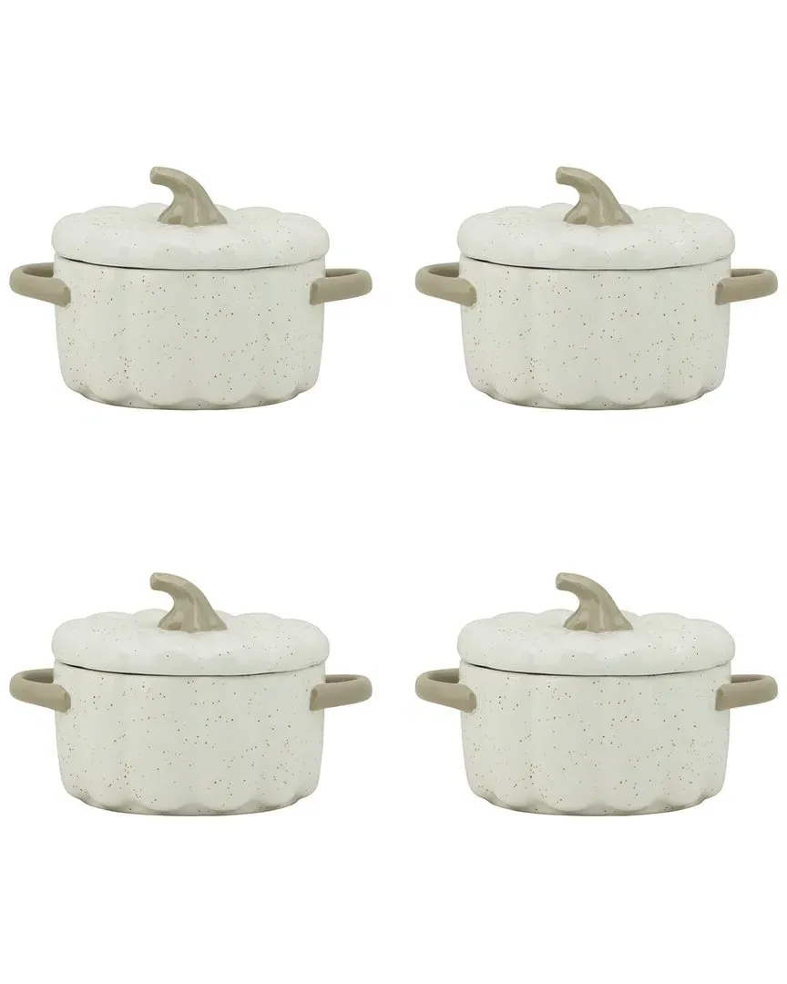 Pumpkin Patch 4in Mini Stoneware Tureens Set of 4 - White image