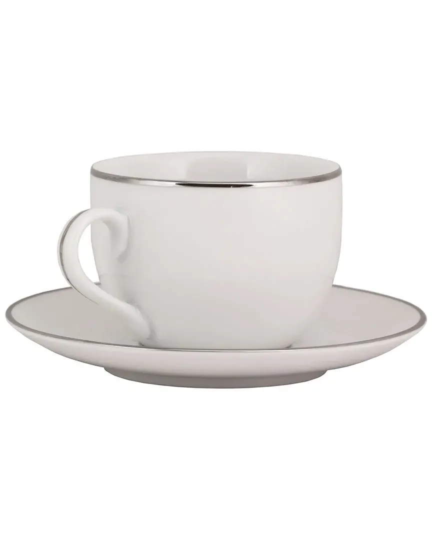 Royal Coupe Set of 6 Cup & Saucer Sets - Silver, Porcelain