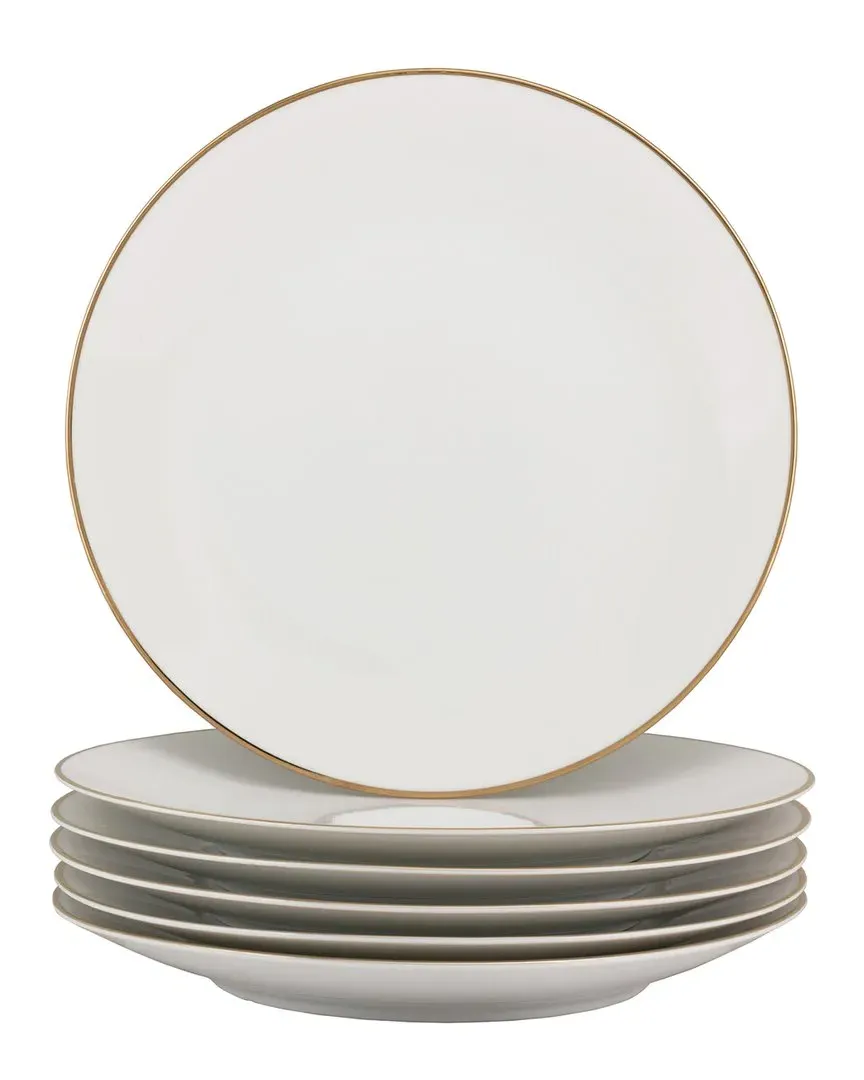 Royal Coupe Set of 6 Dinner Plates - Gold, Porcelain
