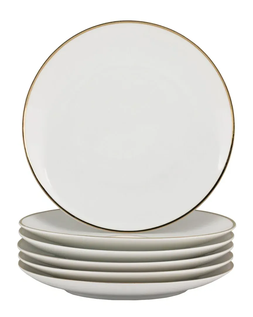 Royal Coupe Set of 6 Salad Plates - Gold, Porcelain