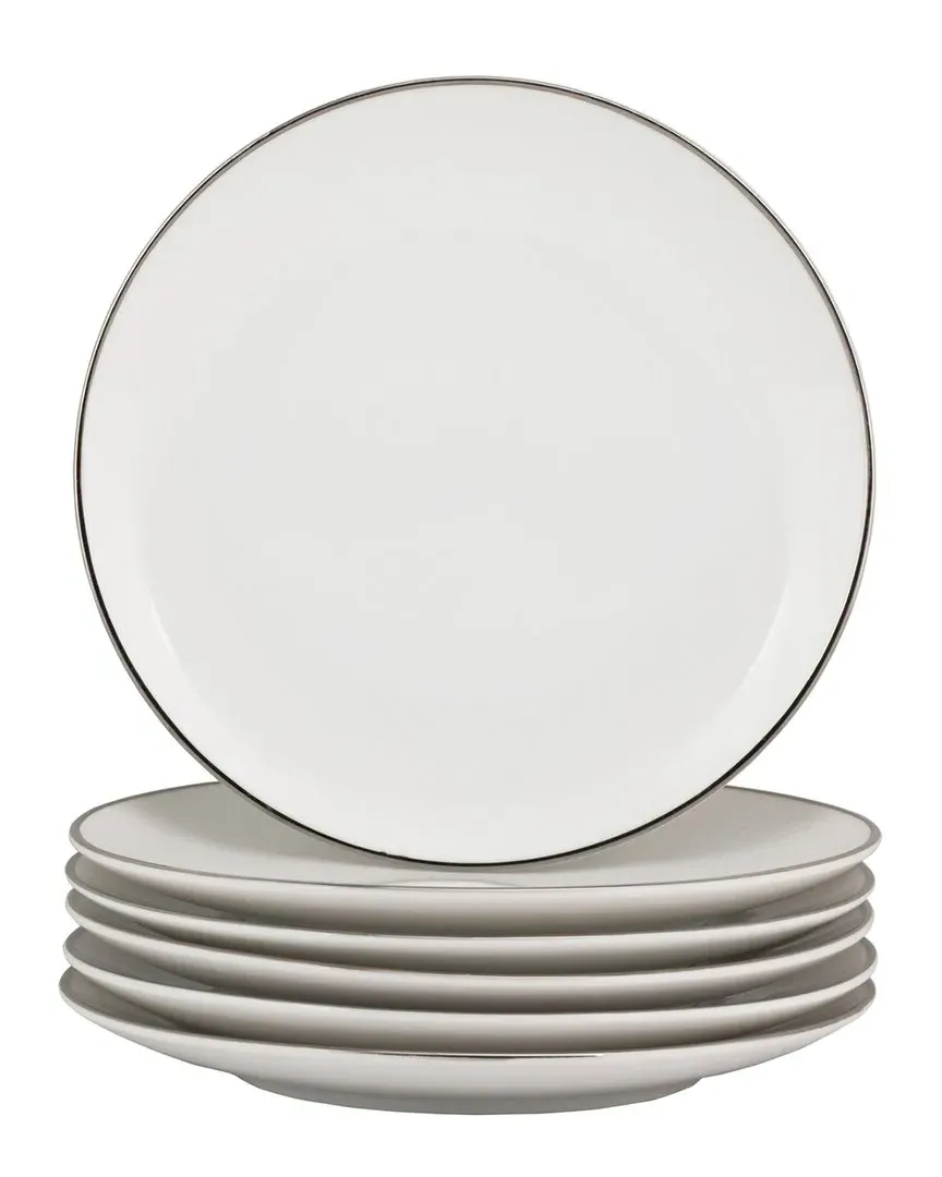 Royal Coupe Set of 6 Salad Plates - Silver, Porcelain