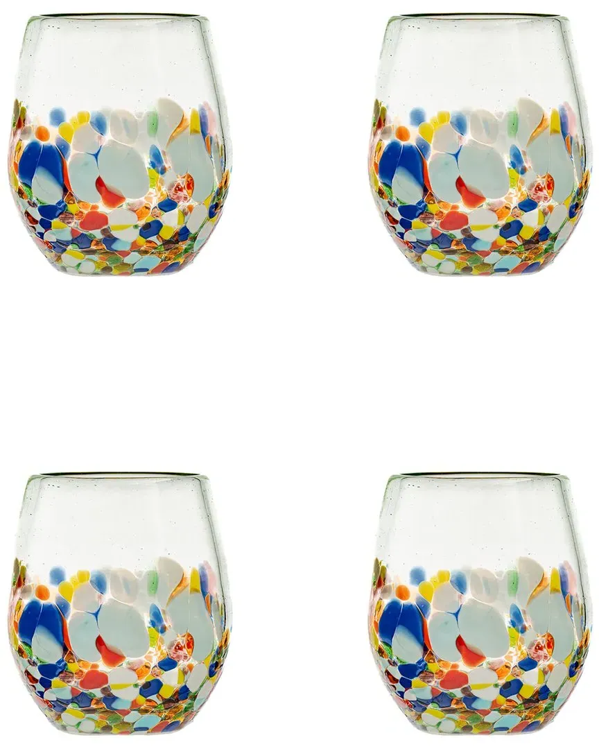 San Lucas Set of 4 Stemless Wine Glasses - Multicolor, Recycled Glass image