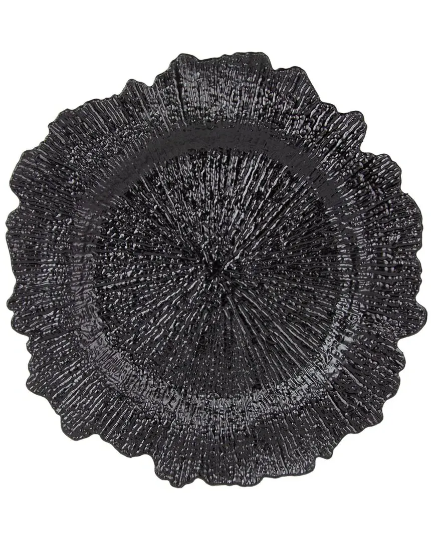 Set of 12 Matte Sponge Lacquer Chargers - Black