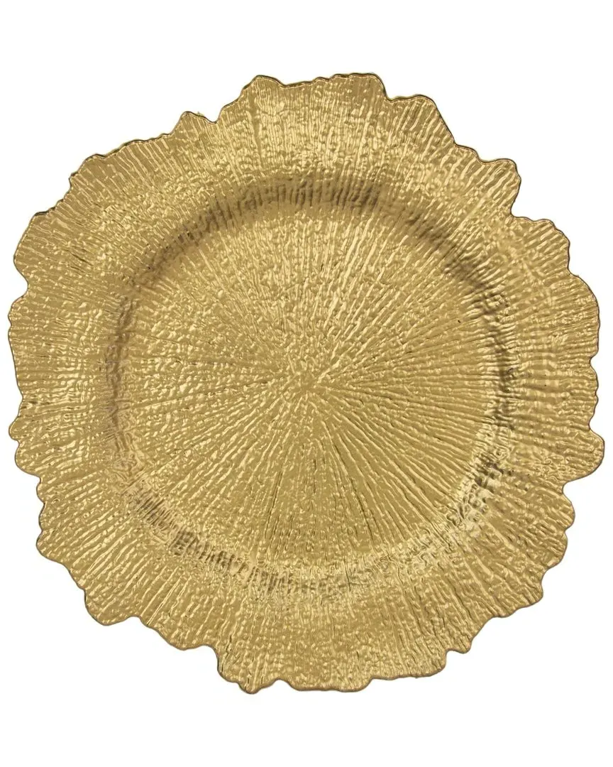 Set of 12 Matte Sponge Lacquer Chargers - Gold