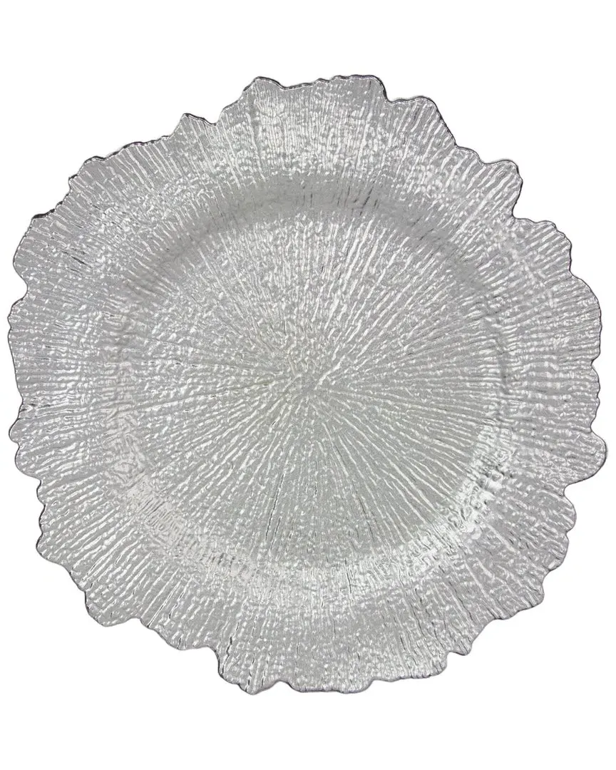 Set of 12 Matte Sponge Lacquer Chargers - Silver