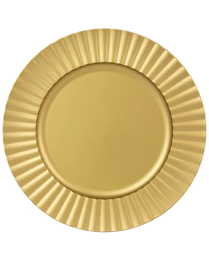 Set of 12 Matte Sunburst Lacquer Chargers - Gold