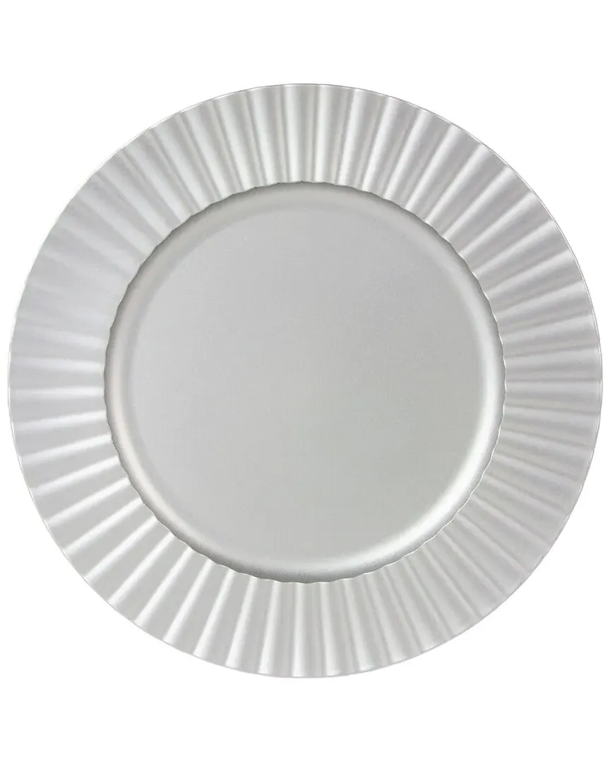 Set of 12 Matte Sunburst Lacquer Chargers - Silver