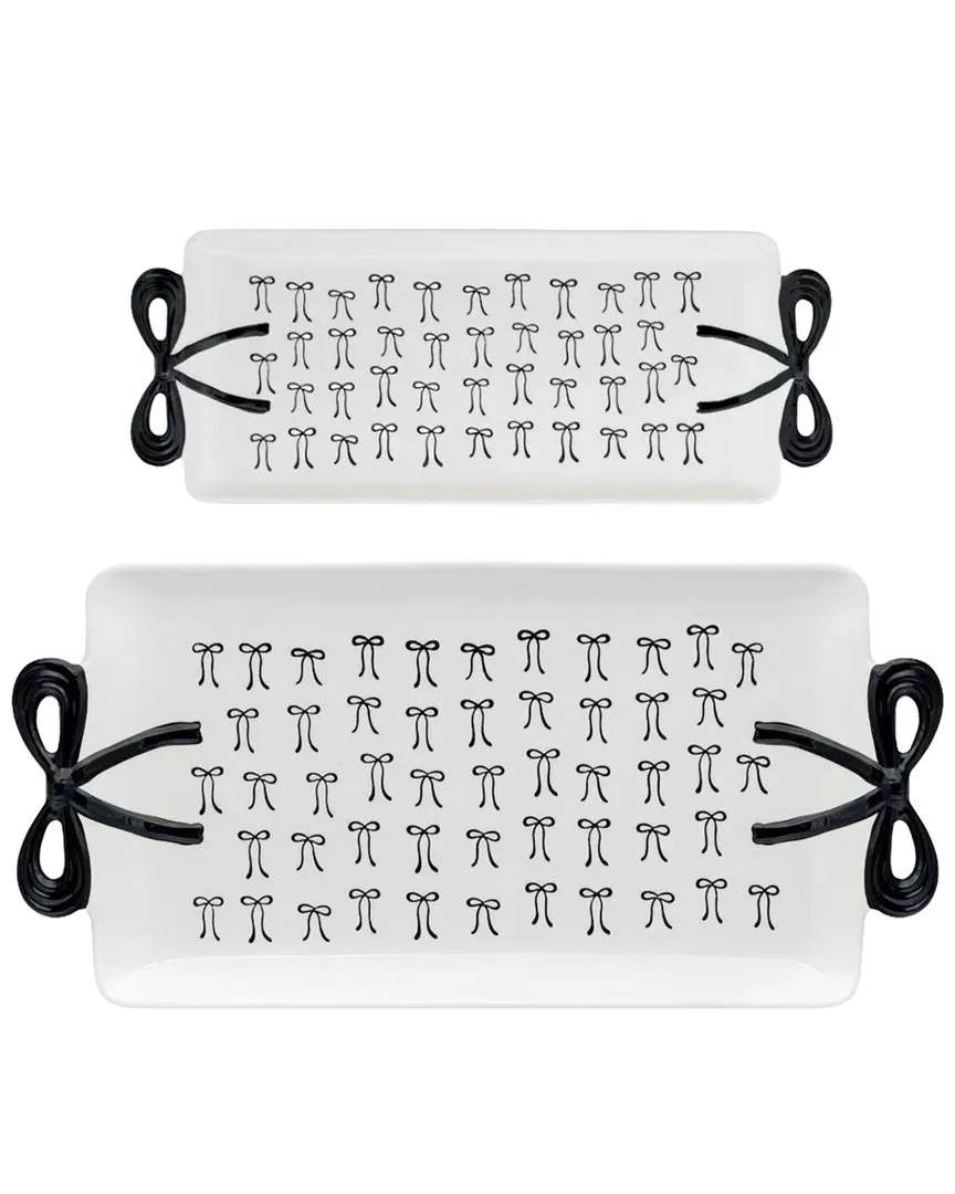 Set of 2 Bow Serving Trays - Black, Dolomite image