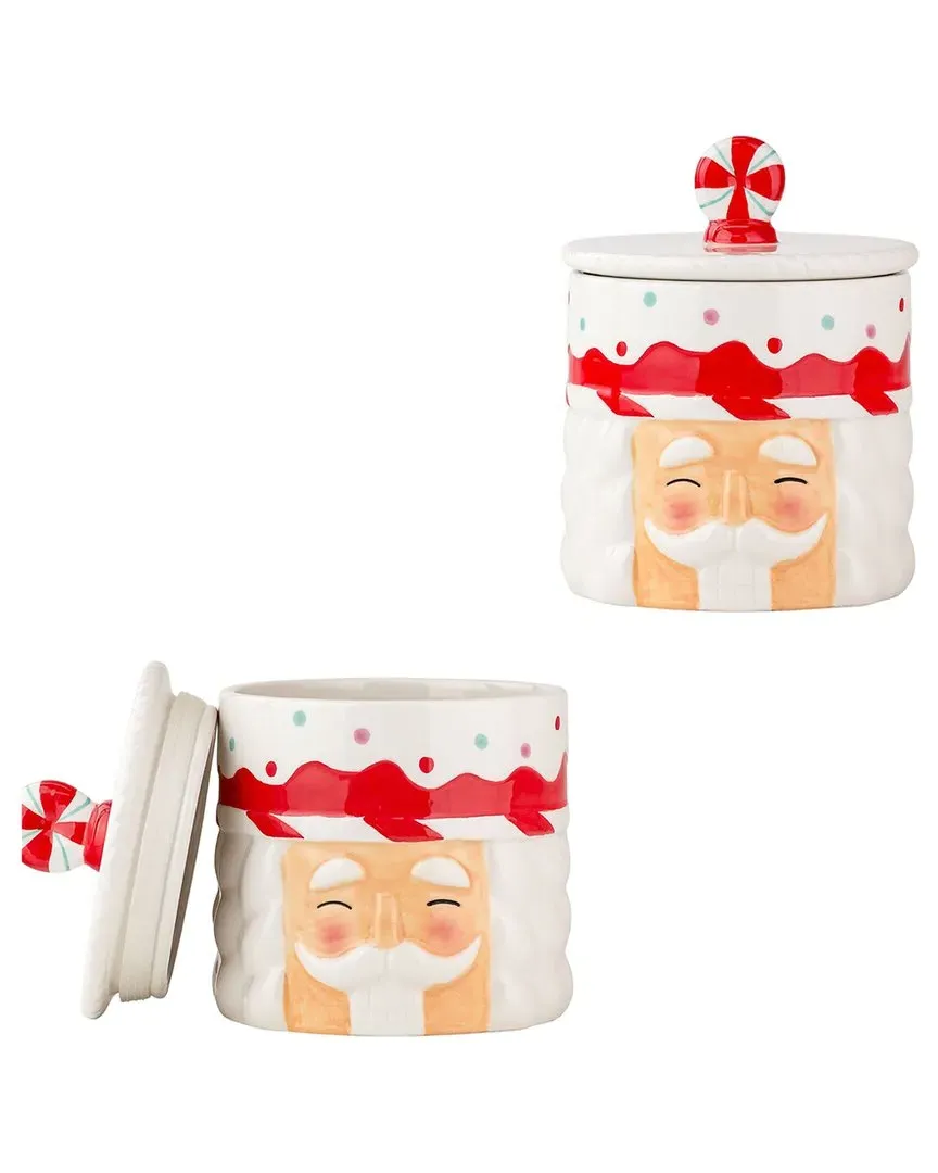 Set of 2 Nutcracker Face Canisters - Red, Ceramic