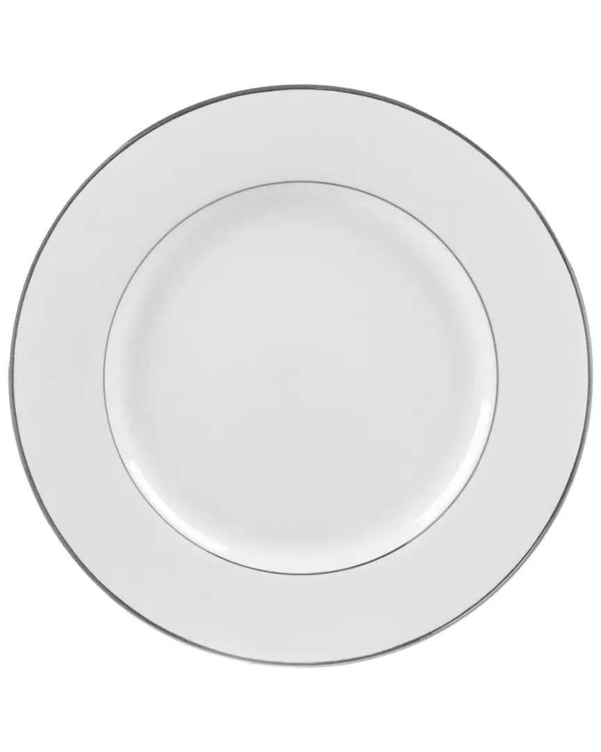 Set of 6 Silver Double Line Luncheon Plates - Porcelain