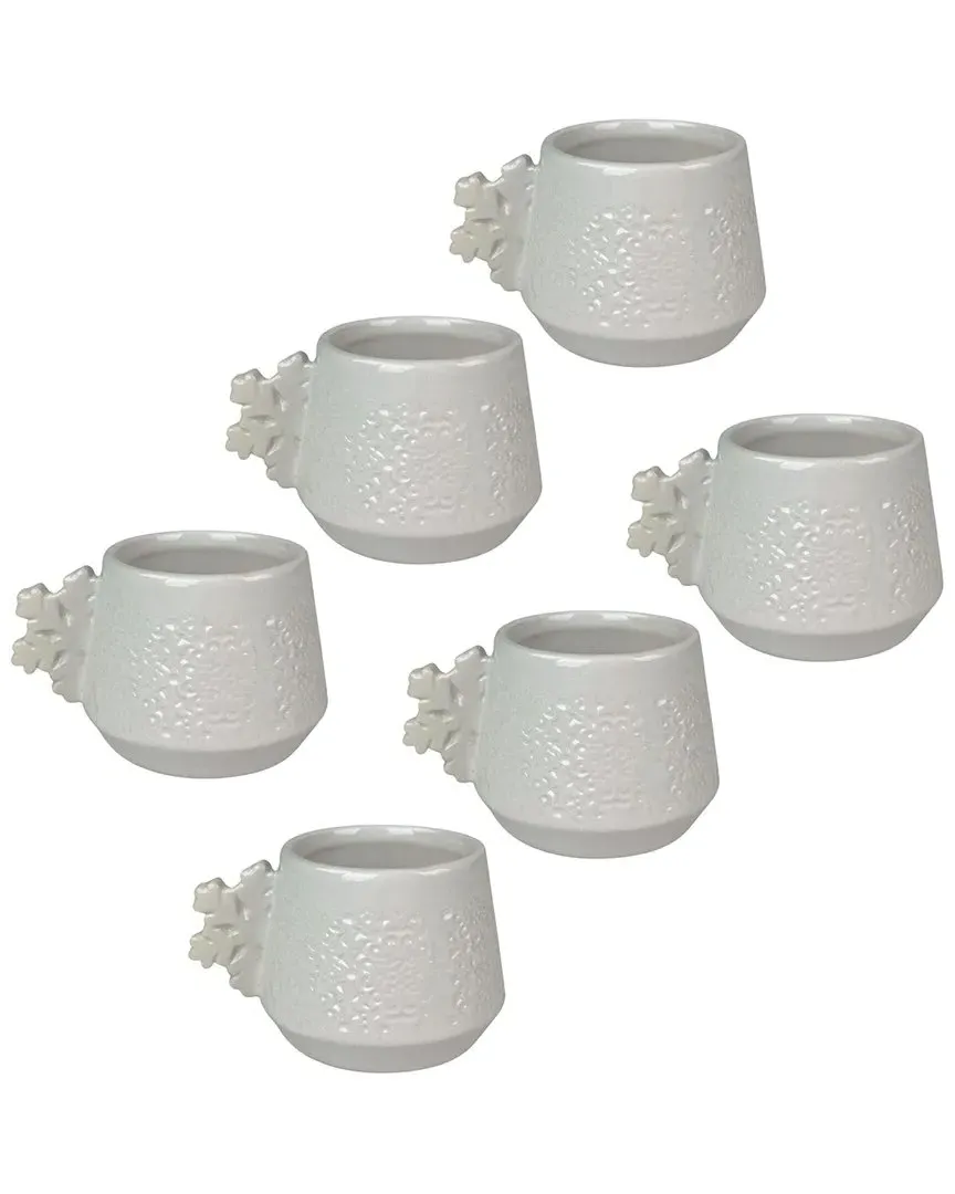Set of 6 Snowflake Handle Espresso Demitasse Cups - White image