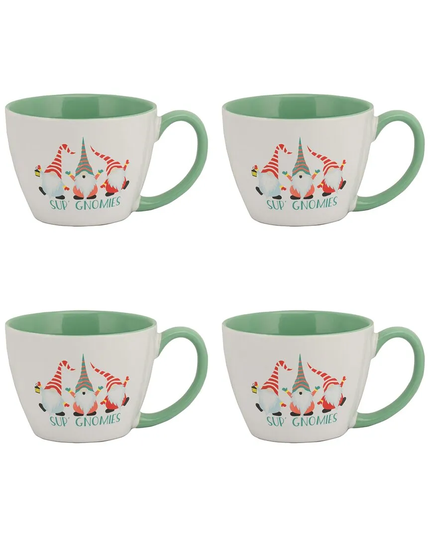 S'Up Gnomies Holiday Mug Set of 4 - Green, Ceramic image