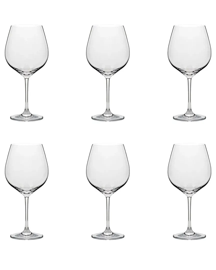 Vail Set of 6 Burgundy Wine Glasses - Clear, Glass
