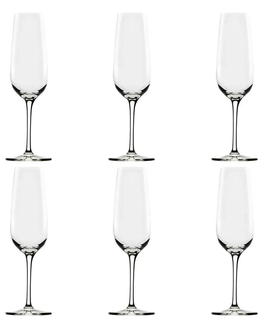 Vail Set of 6 Champagne Flute Glasses - Clear, Glass image