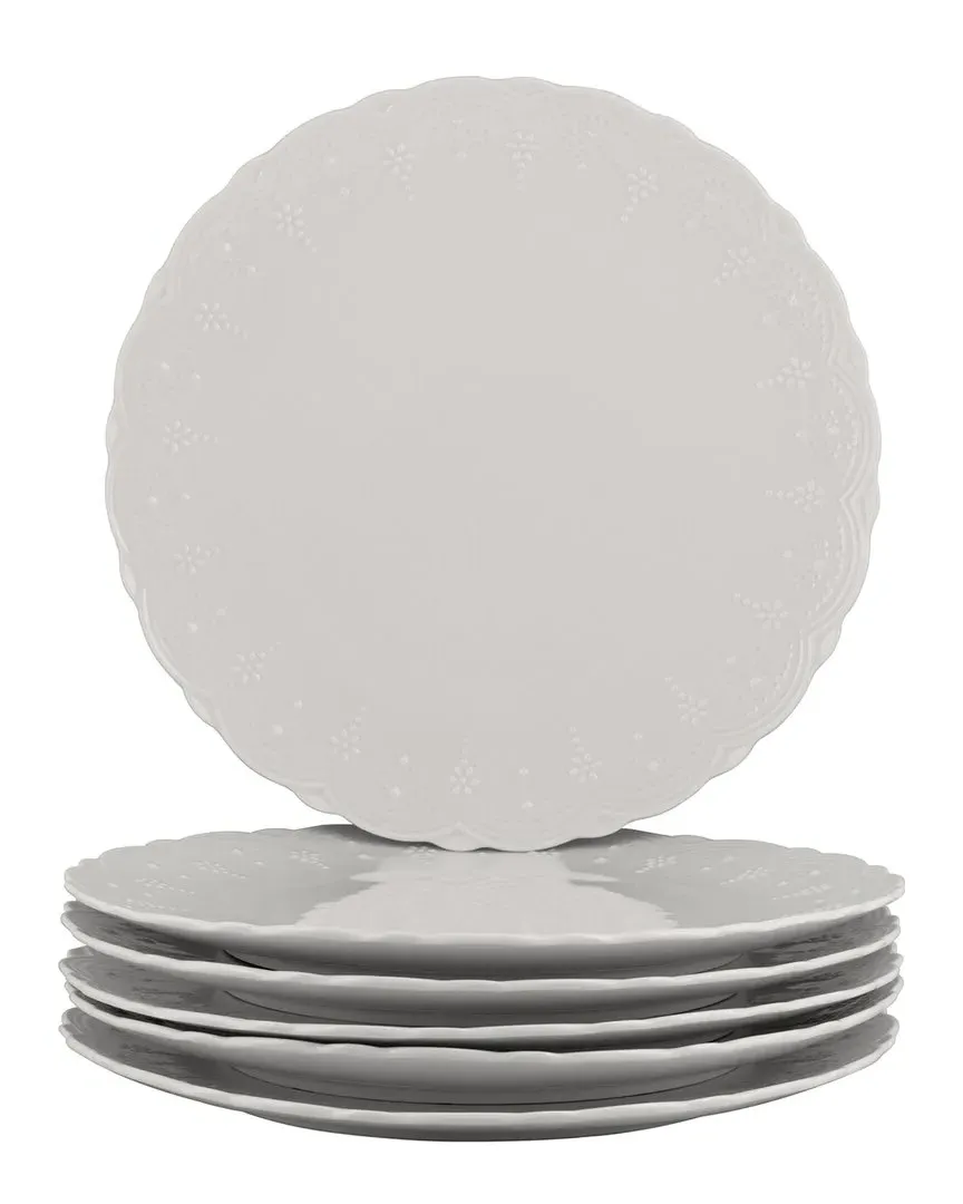 Valentina Set of 6 Dinner Plates - White, Porcelain