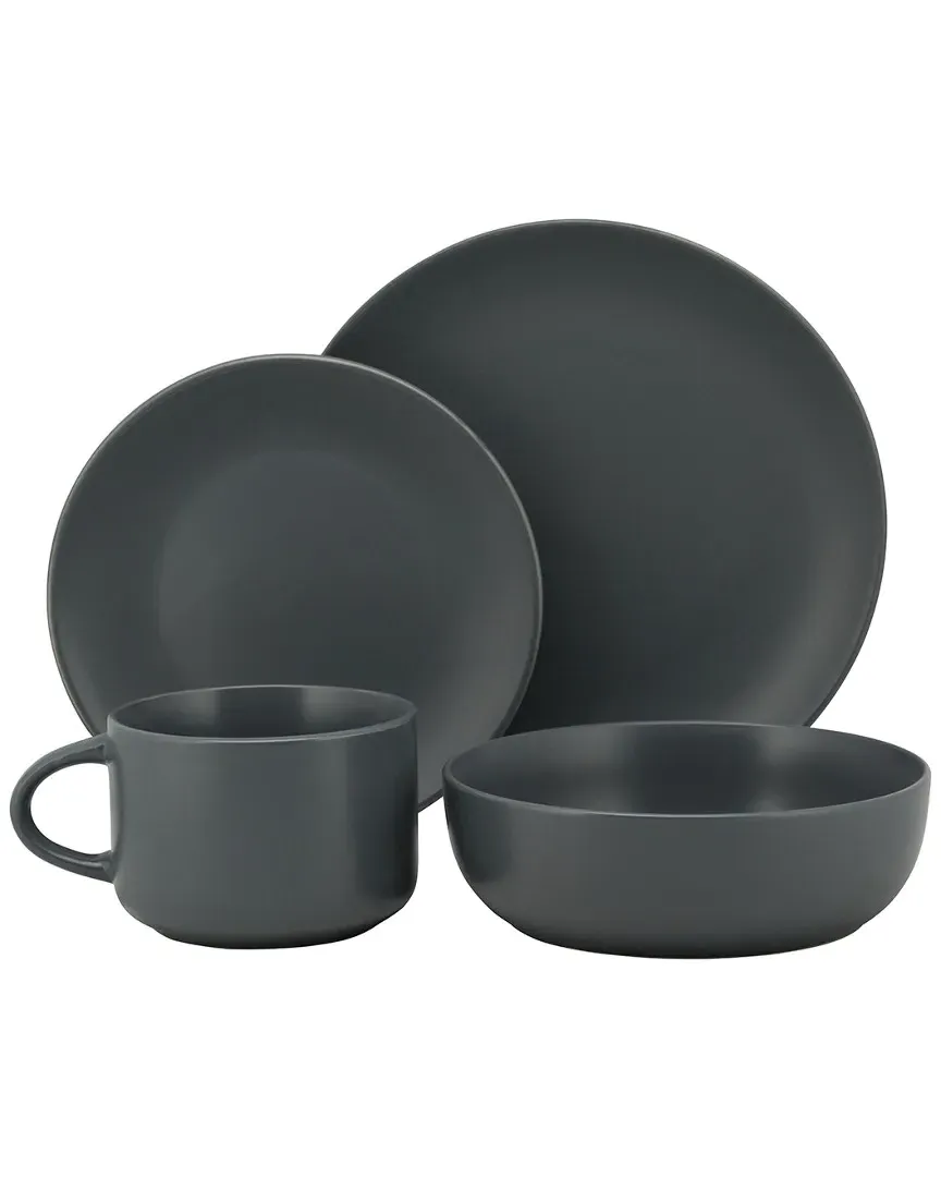 Wazee Matte 16-Piece Dinnerware Set - Charcoal, Ceramic image