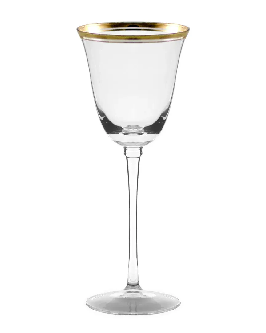 Windsor Set of Four 6oz White Wine Glasses - Gold Rim