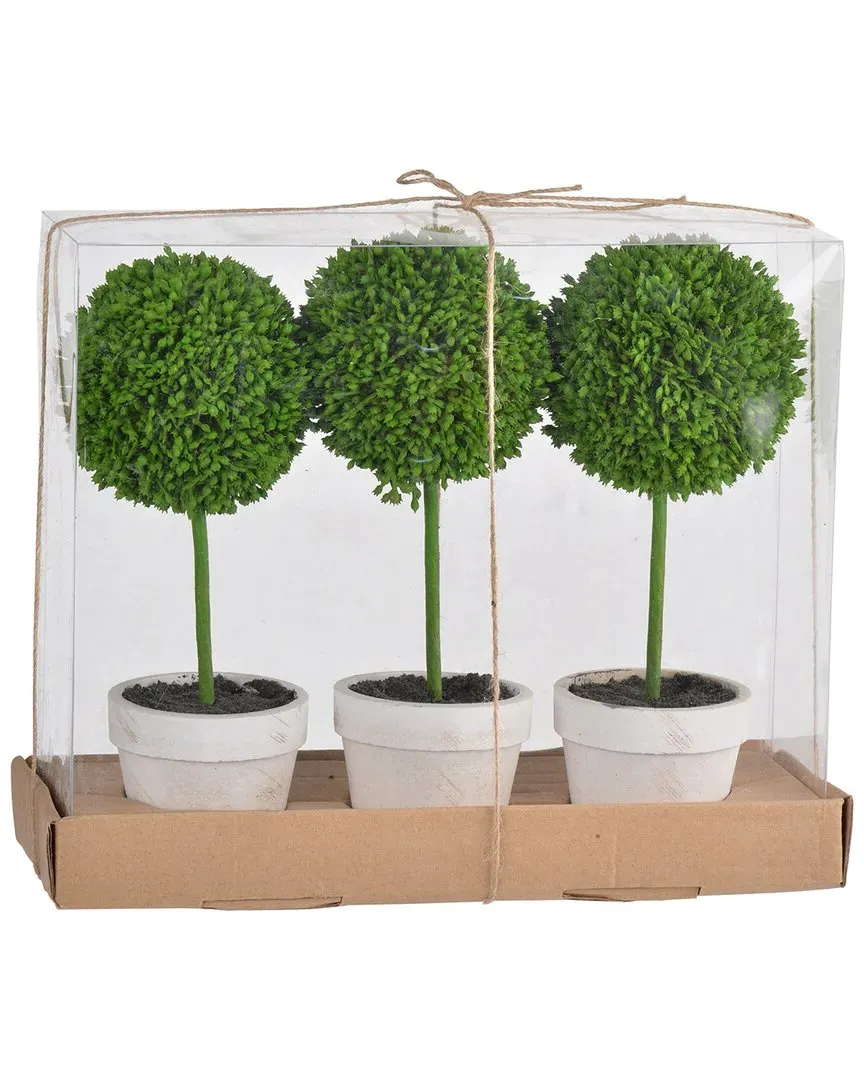 Mini Faux Topiaries in Pots Set of 3 - Green image