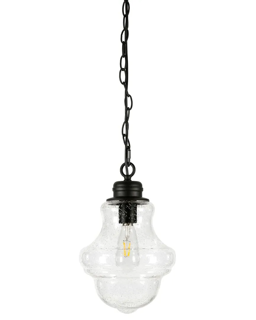 Annie Seeded Glass Pendant Light - Black, Metal image