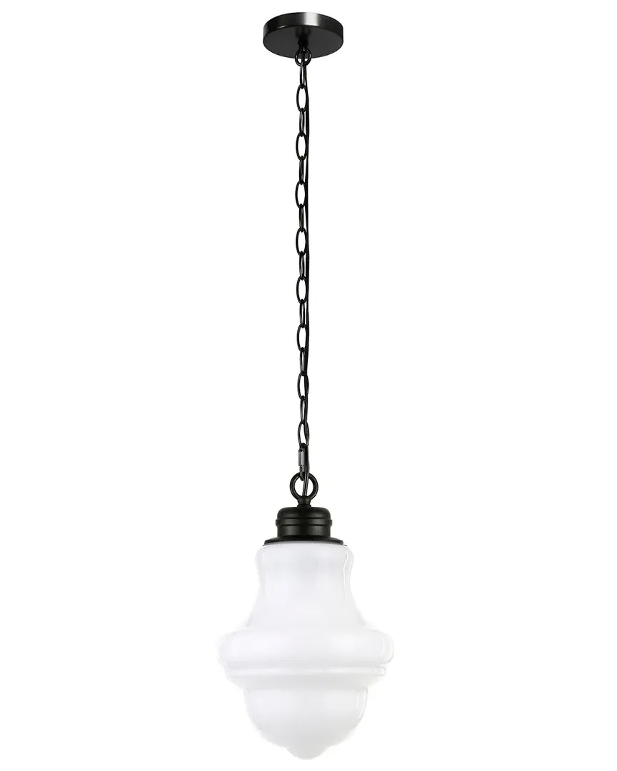 Annie White Milk Glass Pendant Light - Black, Metal image