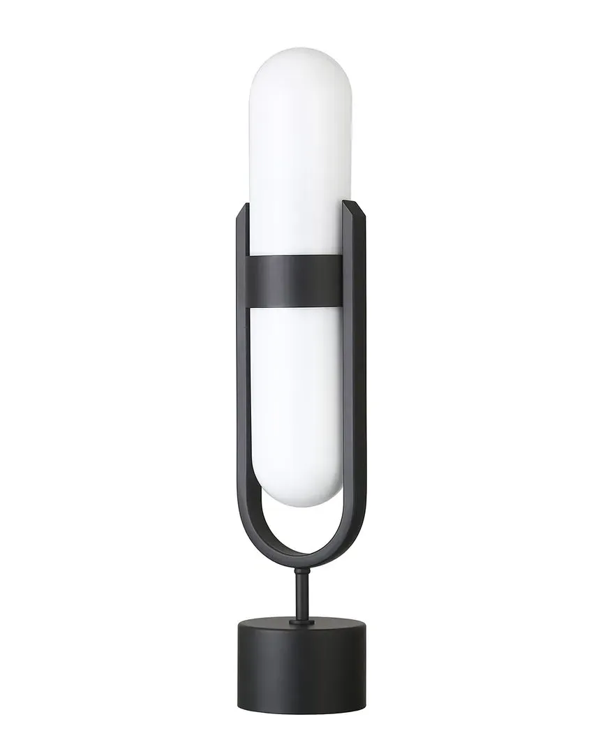 Blair Pill-Shaped Table Lamp - Blackened Bronze, Milk Glass image