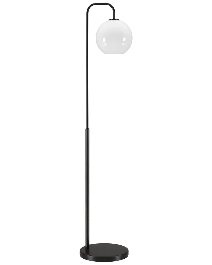 Harrison Arc Floor Lamp with Glass Shade - Black, Bronze
