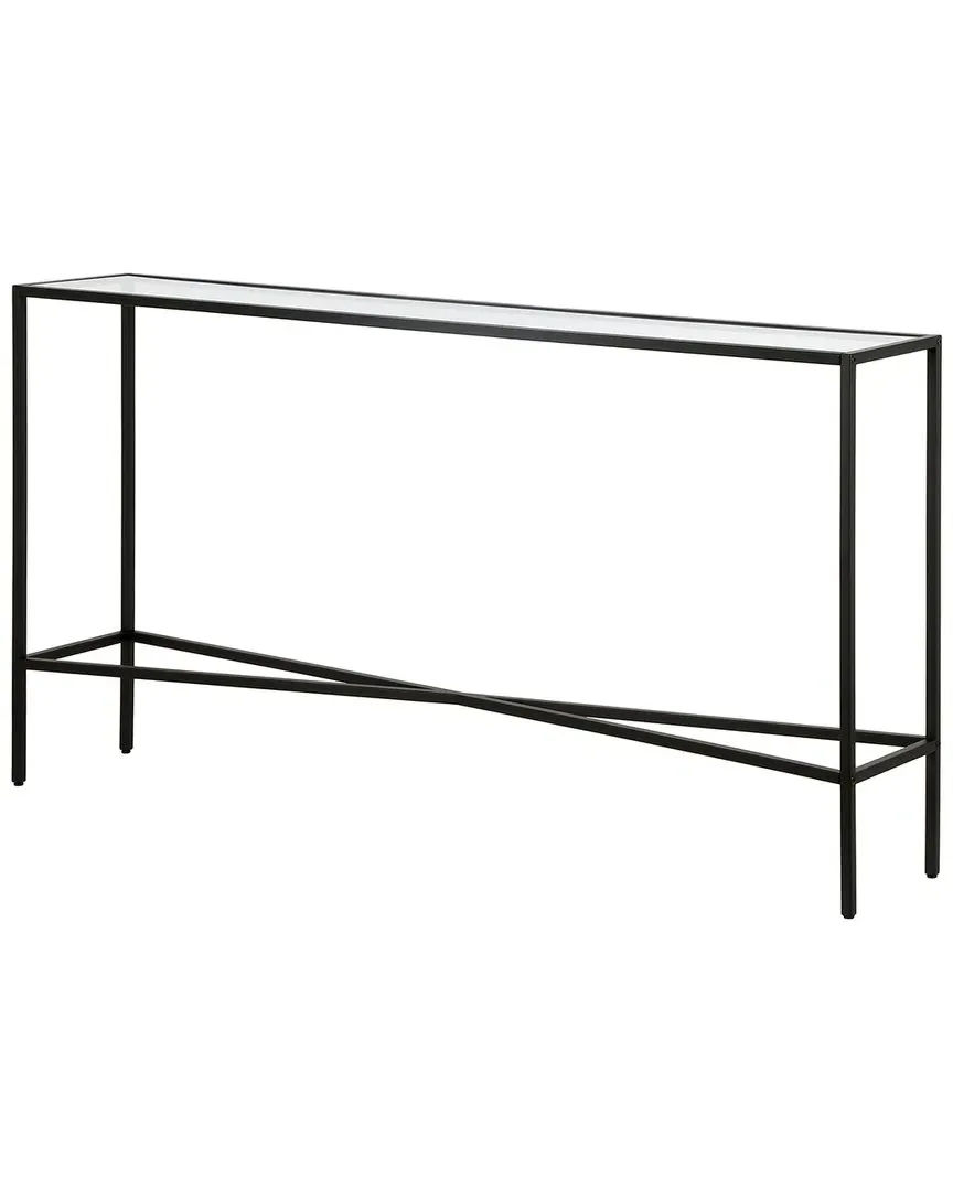 Henley 55In Console Table with Glass Top - Black, Steel image