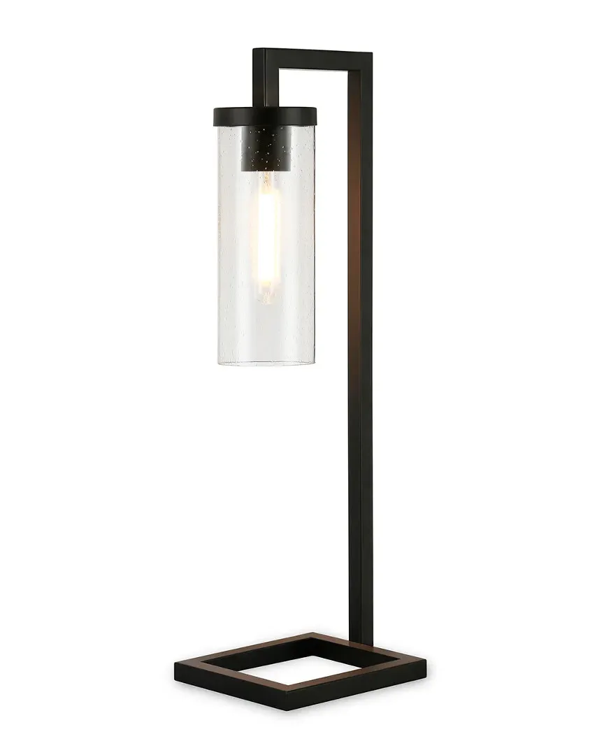 Malva 26in Table Lamp with Seeded Glass - Black image