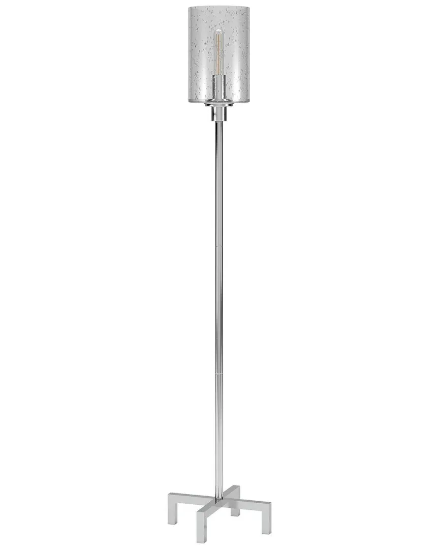 Panos Floor Lamp with Seeded Glass Shade - Silver, Metal