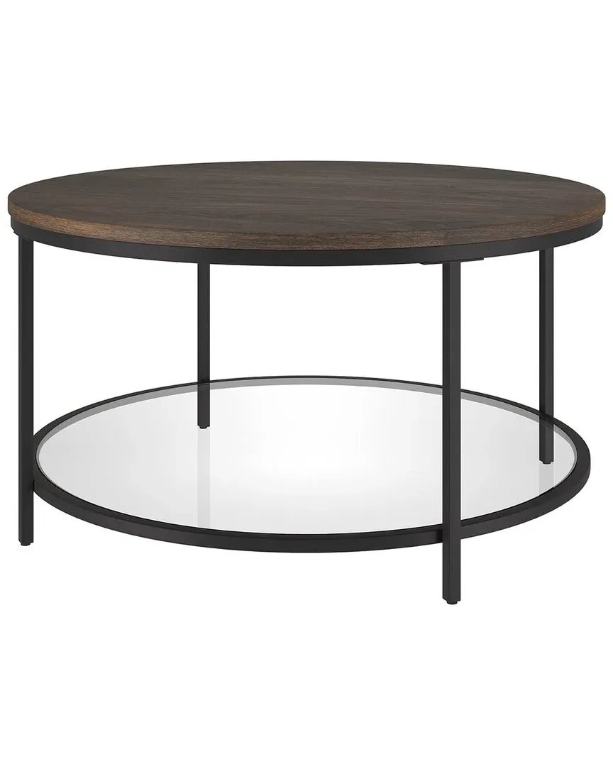 Sevilla Round Coffee Table with Glass Shelf - Brown, MDF image